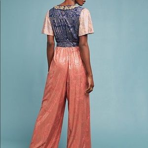 Anthropologie Sofia Metallic Jumpsuit